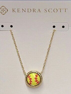 Kendra Scott Softball Gold Short Pendant Necklace